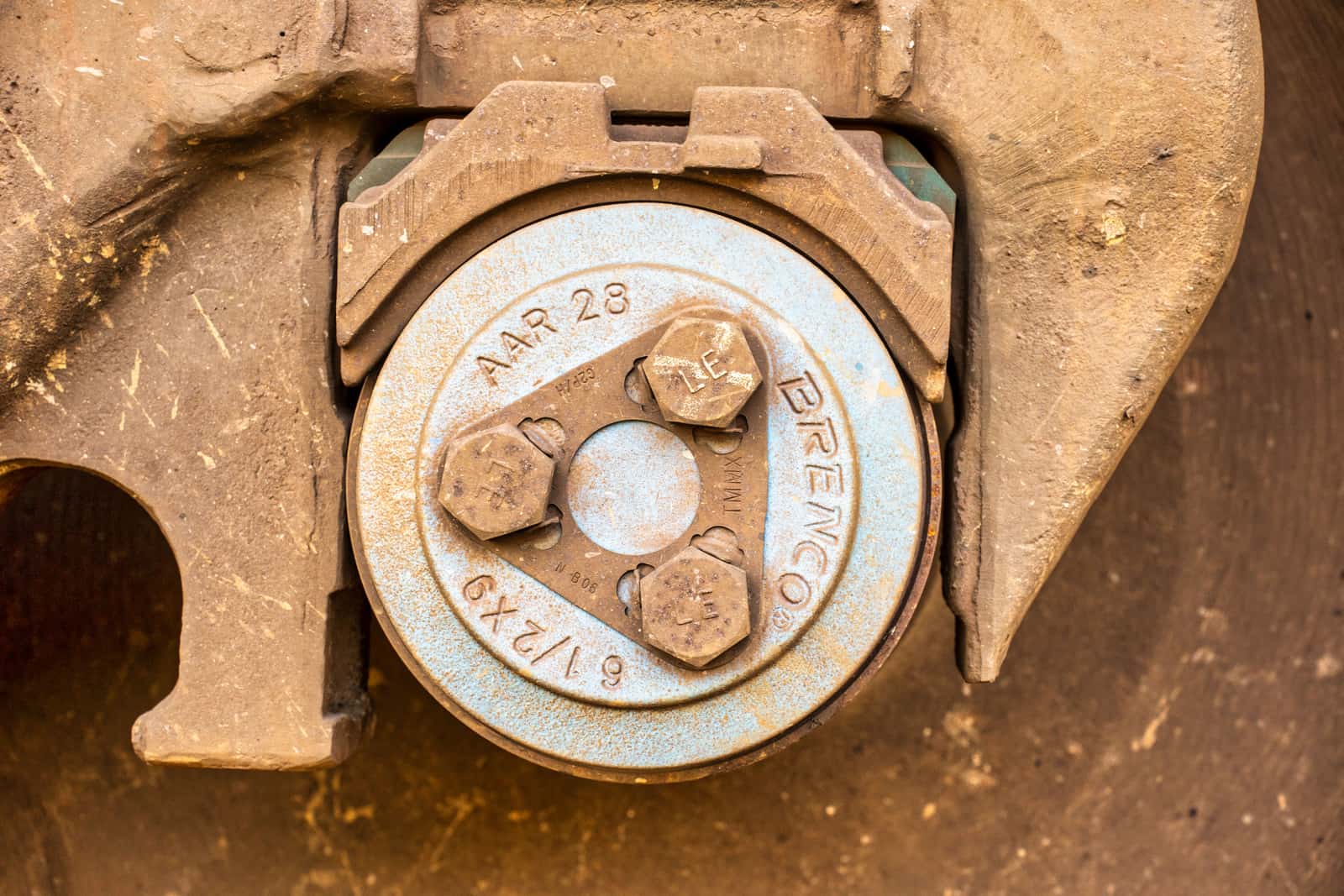 A close-up of an industrial metal bearing assembly